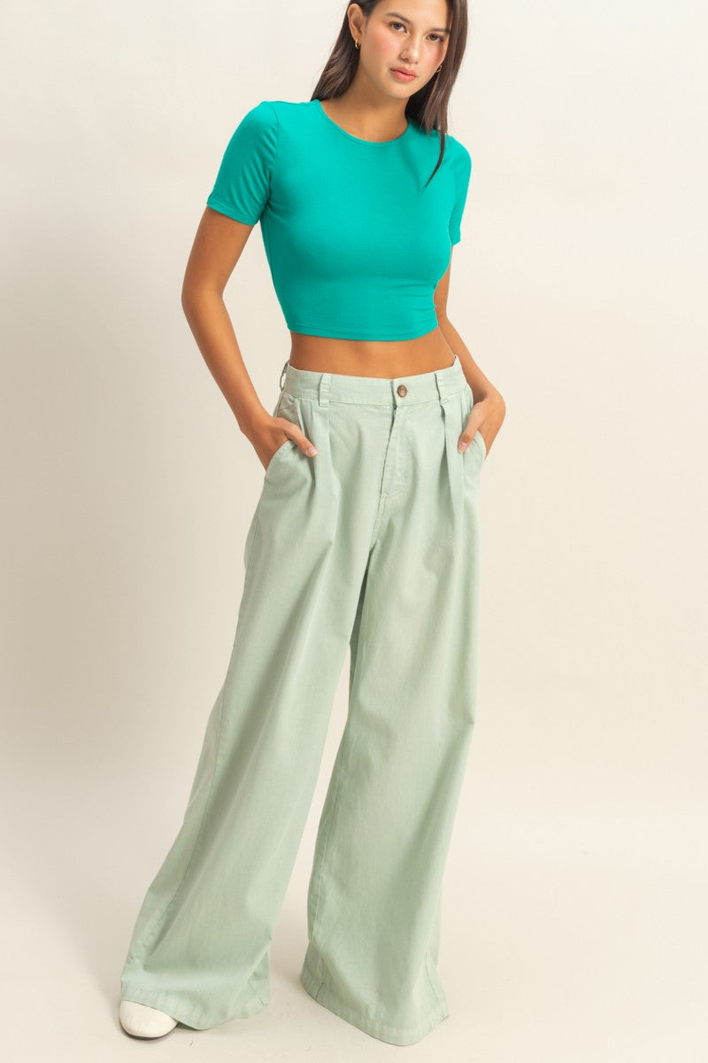 High Waist Basic Wide Leg Pants