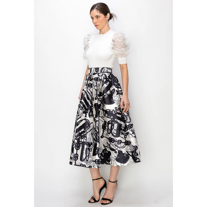 Midi Skirt Abstract Print
