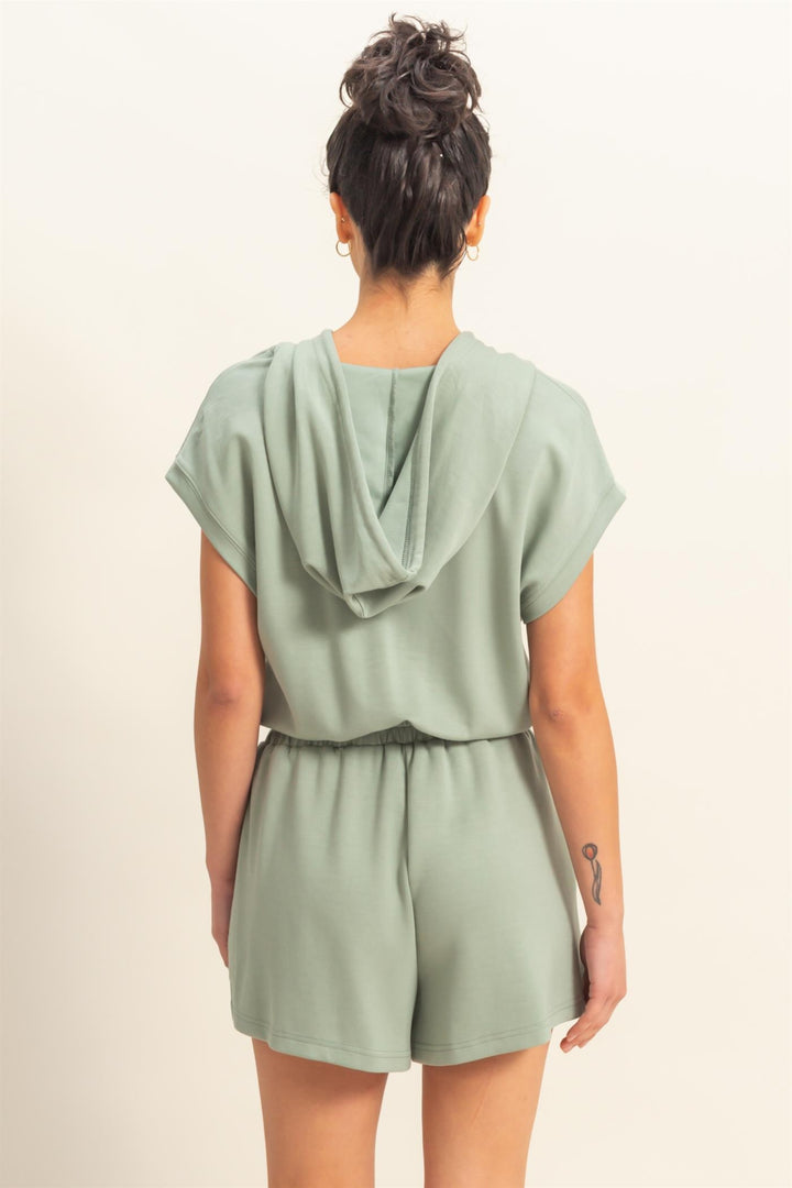 Half Zip Hooded Romper
