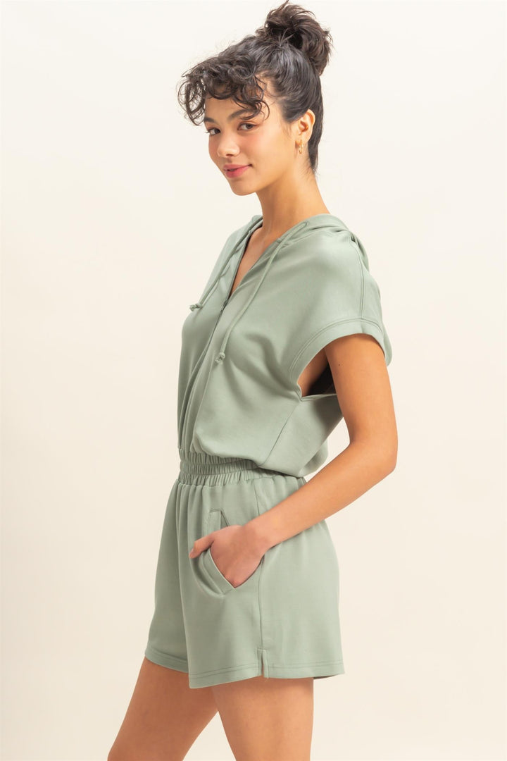 Half Zip Hooded Romper