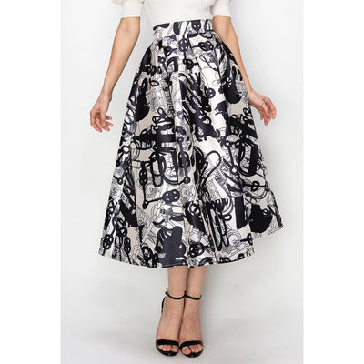 Midi Skirt Abstract Print