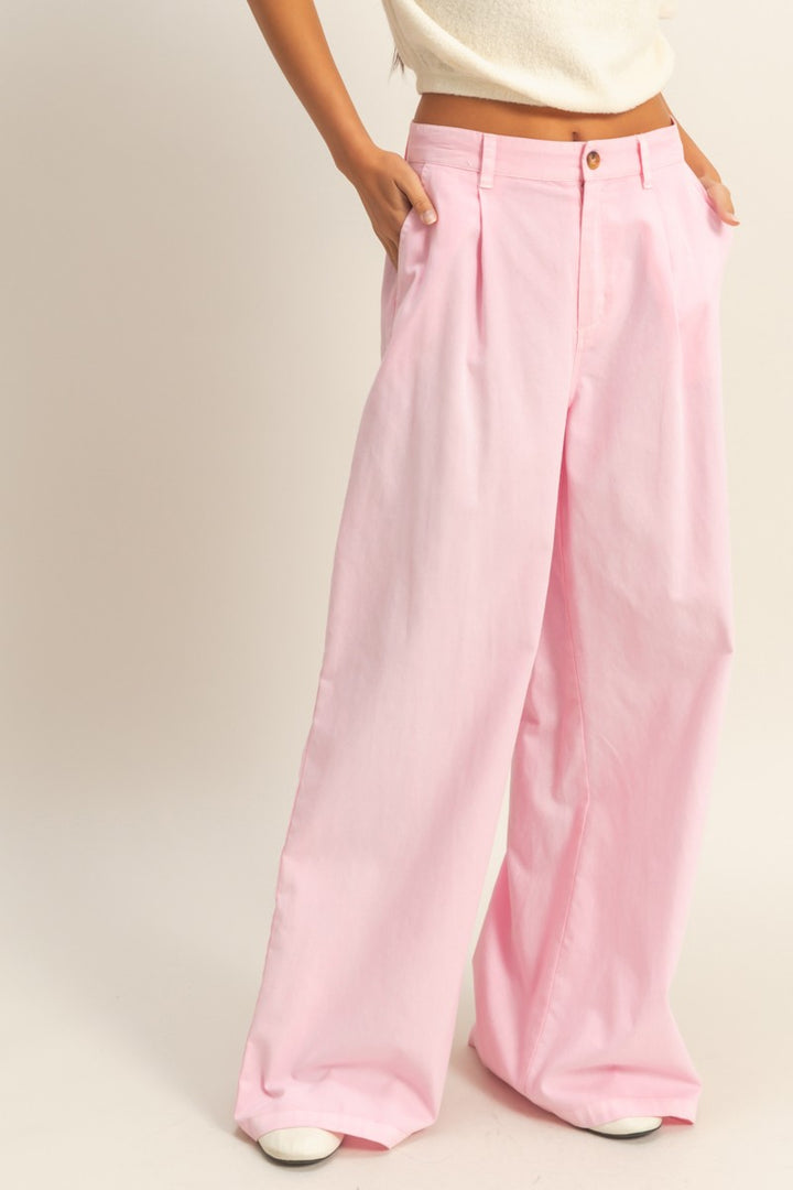 High Waist Basic Wide Leg Pants